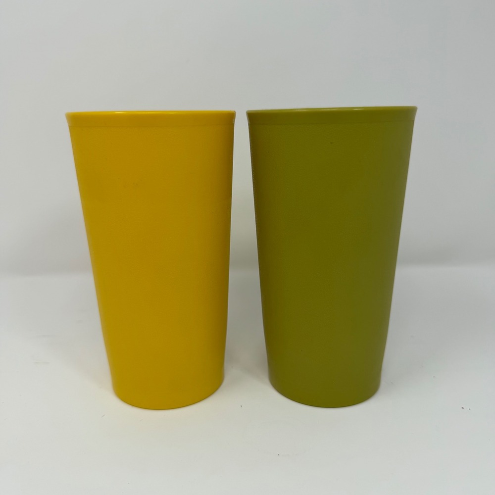 Tupperware‎ 873 35 Set of 2 Tumbler Cups Yellow Green Made in USA